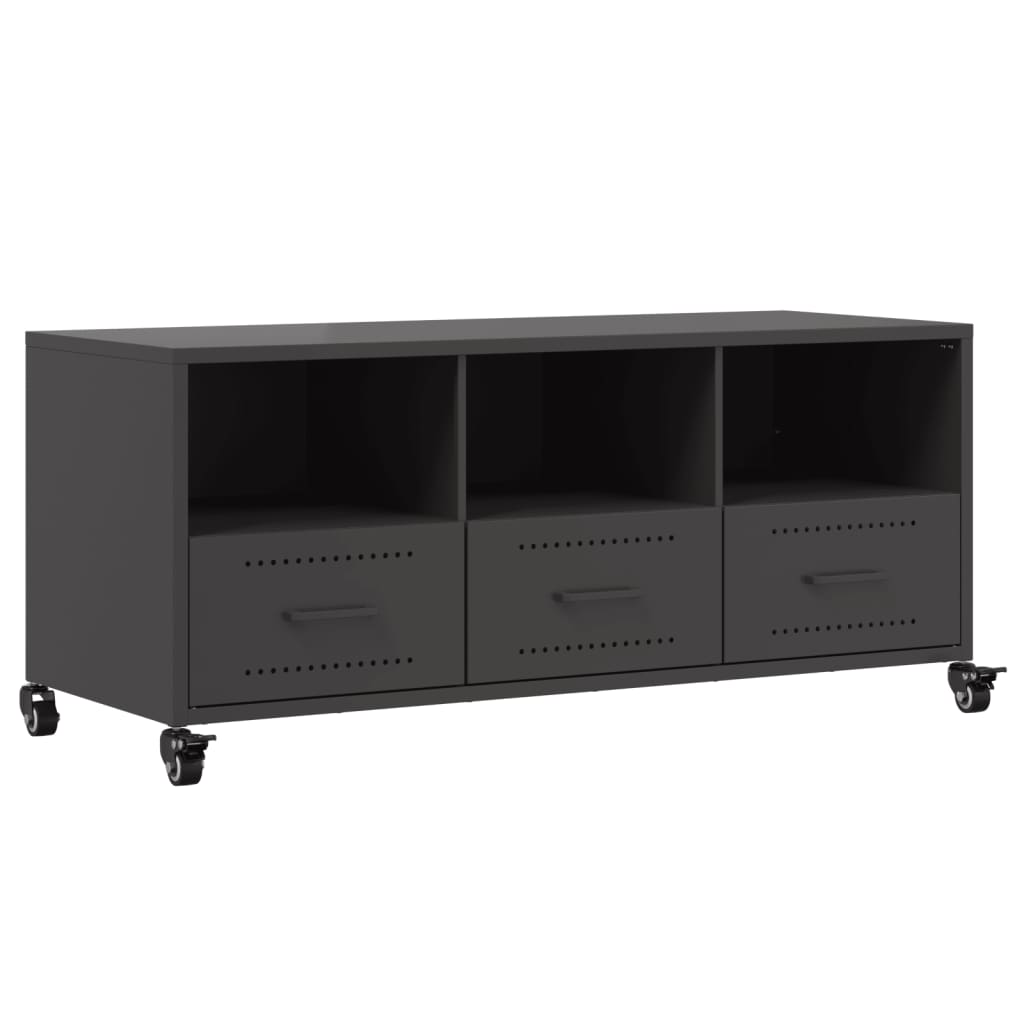vidaXL Szafka RTV, czarna, 100,5x39x43,5 cm, stal