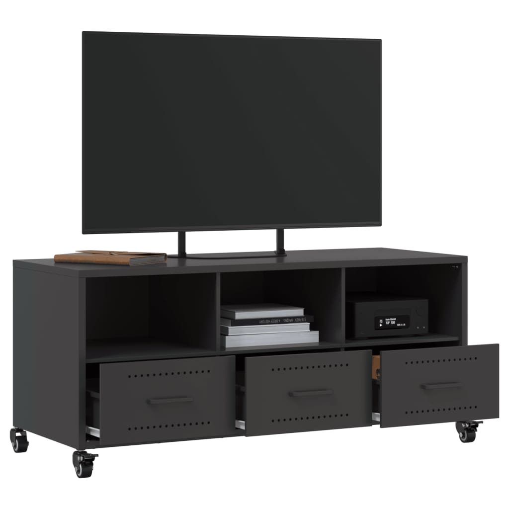 vidaXL Szafka RTV, czarna, 100,5x39x43,5 cm, stal