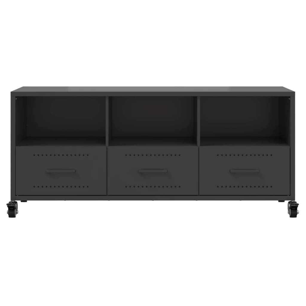 vidaXL Szafka RTV, czarna, 100,5x39x43,5 cm, stal