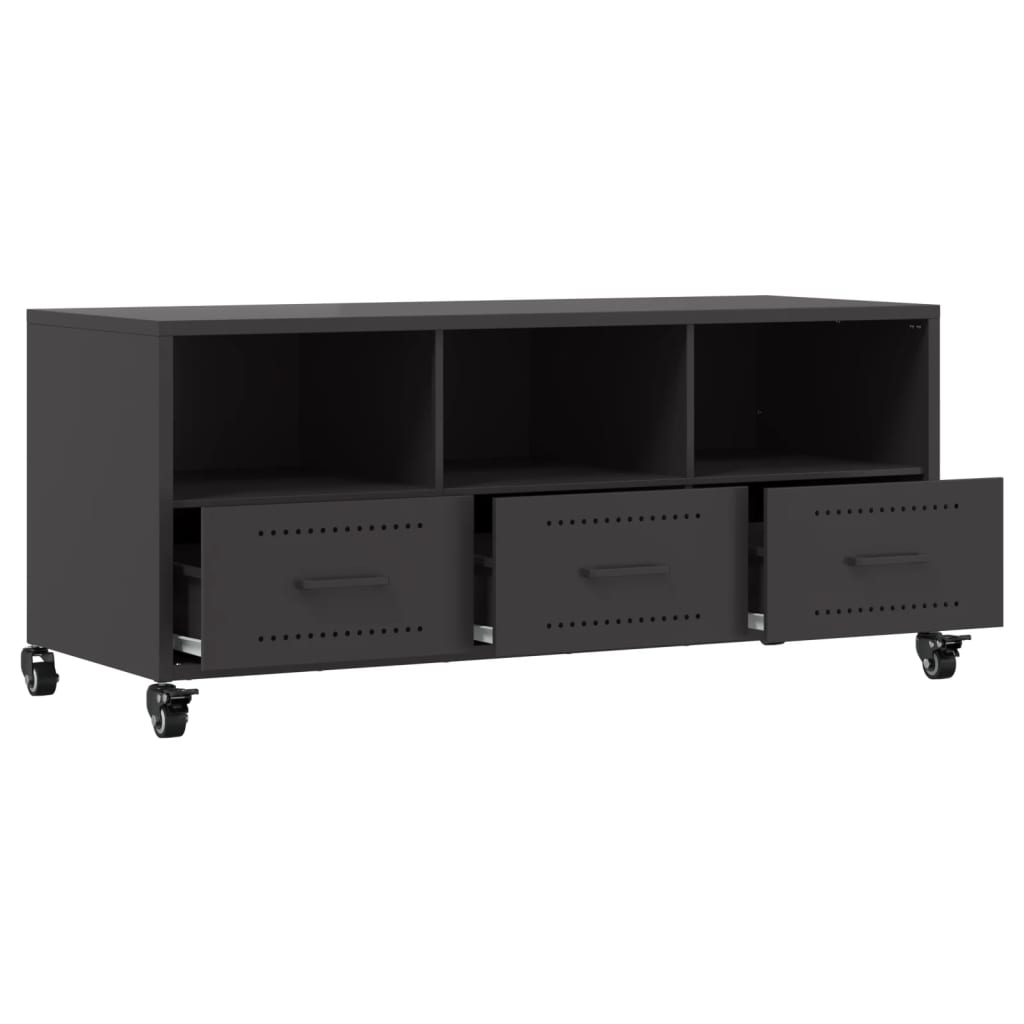 vidaXL Szafka RTV, czarna, 100,5x39x43,5 cm, stal