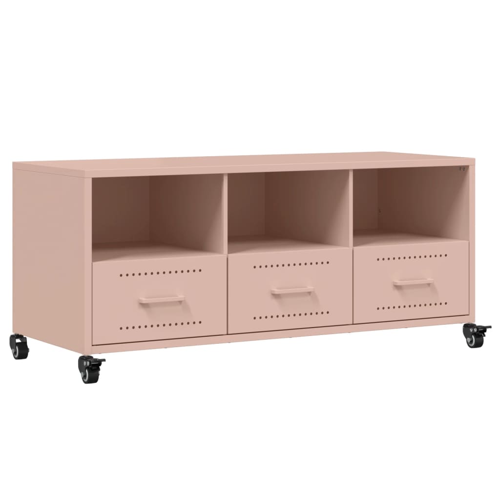 vidaXL Szafka RTV, różowa, 100,5x39x43,5 cm, stal
