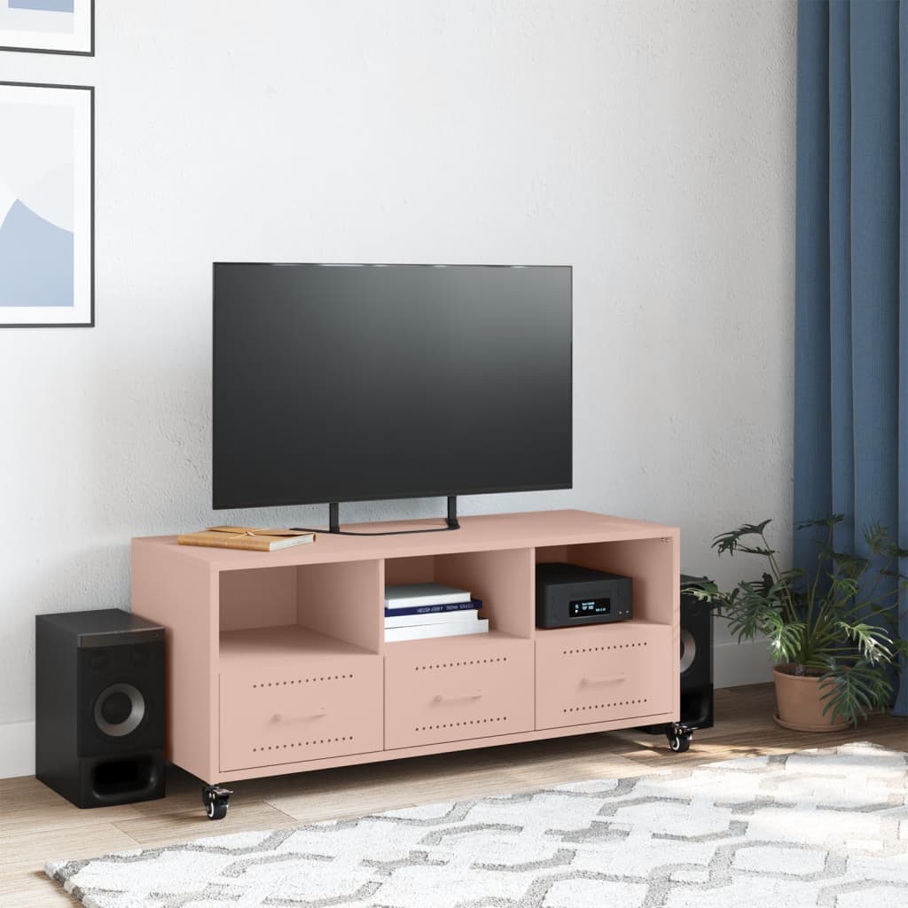 vidaXL Szafka RTV, różowa, 100,5x39x43,5 cm, stal