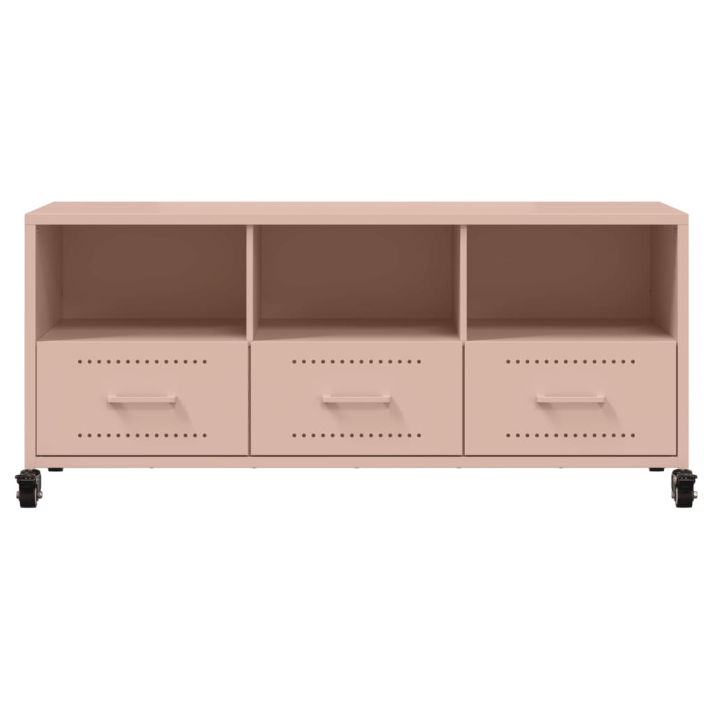 vidaXL Szafka RTV, różowa, 100,5x39x43,5 cm, stal
