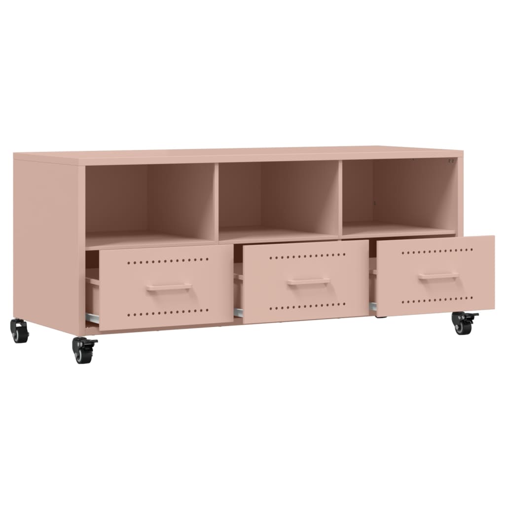vidaXL Szafka RTV, różowa, 100,5x39x43,5 cm, stal