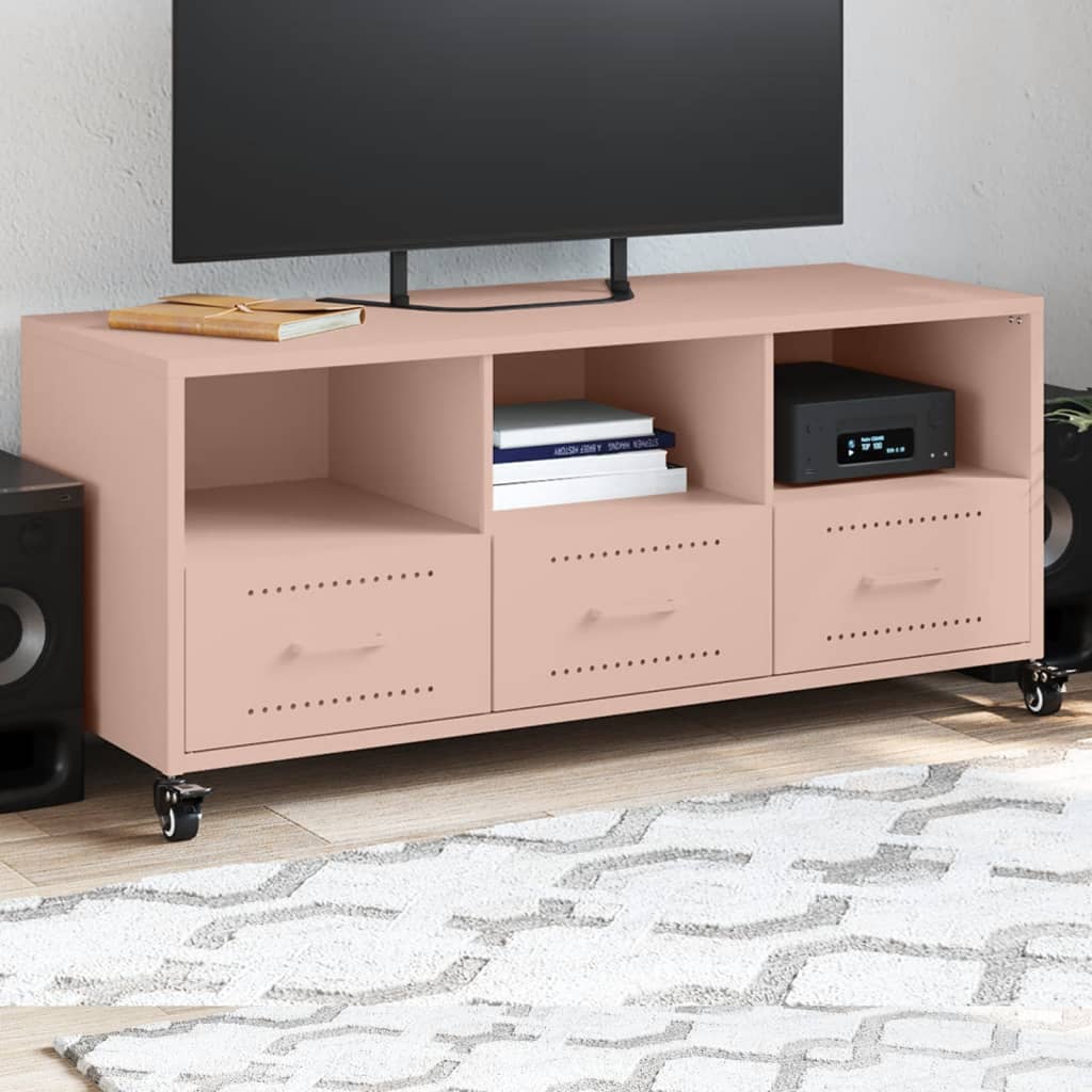 vidaXL Szafka RTV, różowa, 100,5x39x43,5 cm, stal