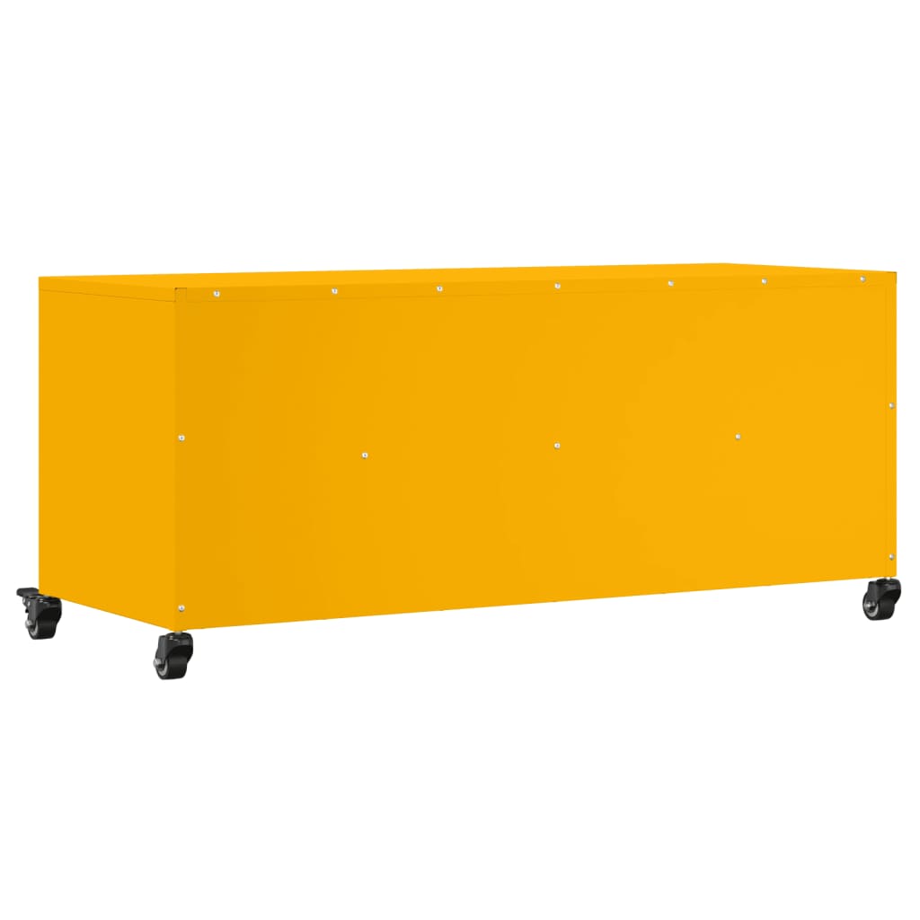vidaXL Szafka RTV, musztardowa, 100,5x39x43,5 cm, stal