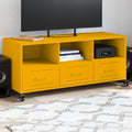 vidaXL Szafka RTV, musztardowa, 100,5x39x43,5 cm, stal