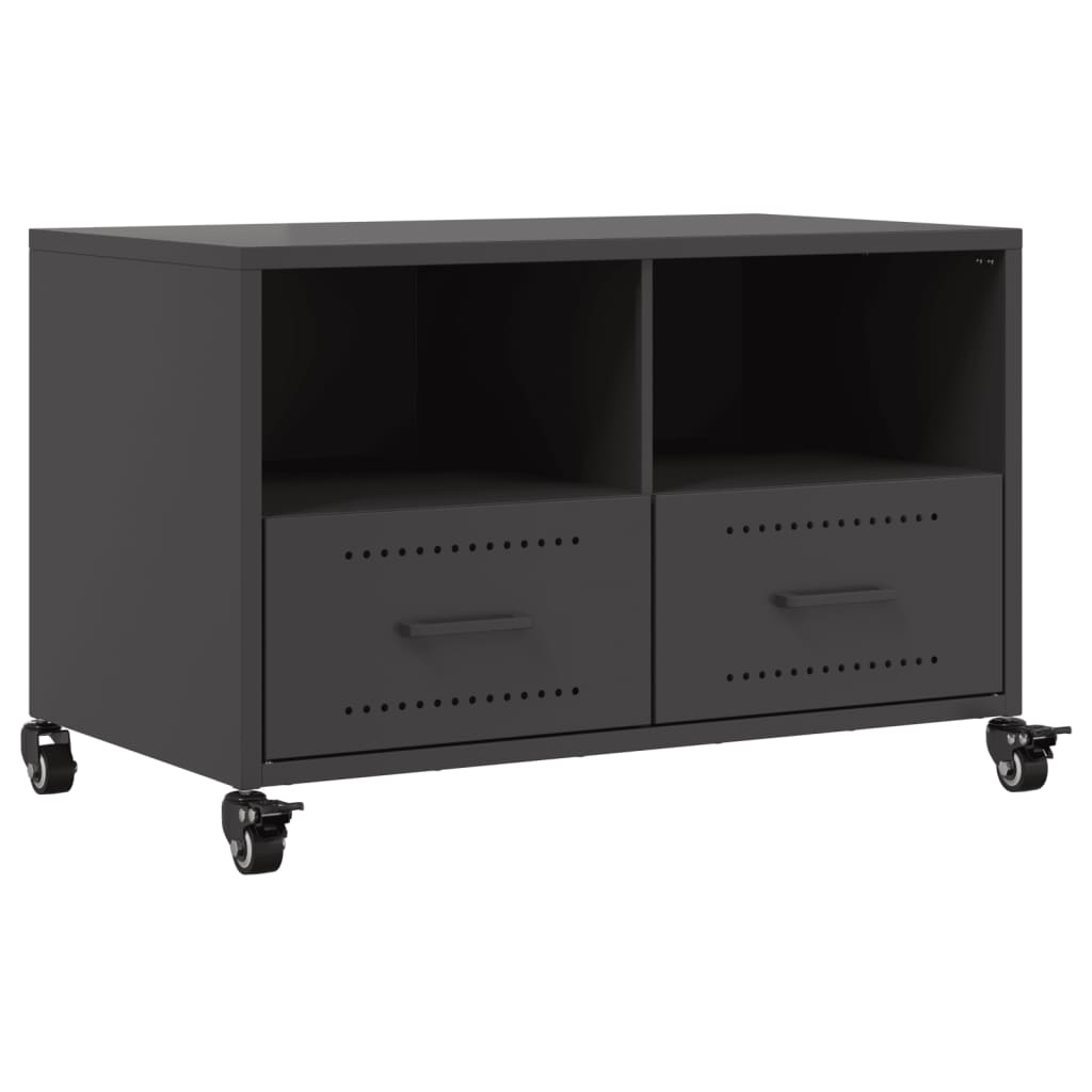 vidaXL Szafka RTV, czarna, 68x39x43,5 cm, stal