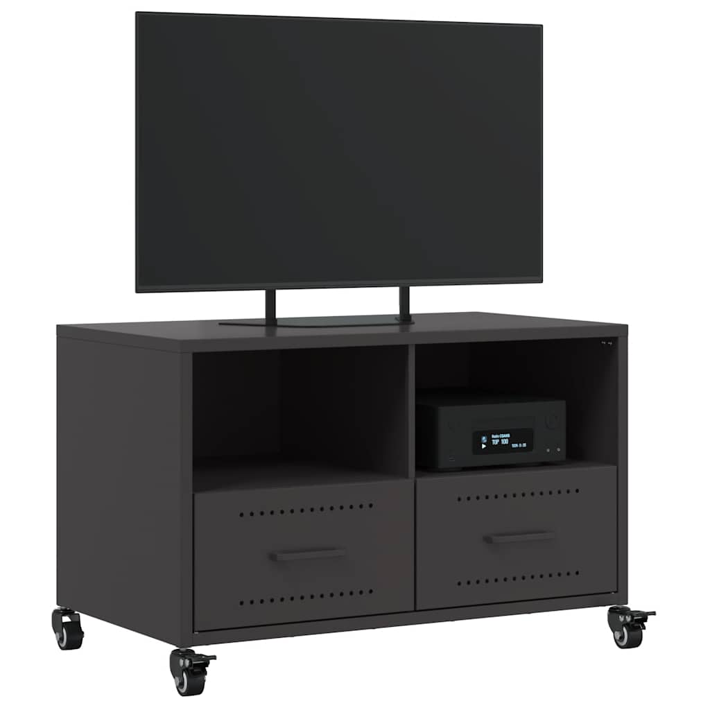 vidaXL Szafka RTV, czarna, 68x39x43,5 cm, stal