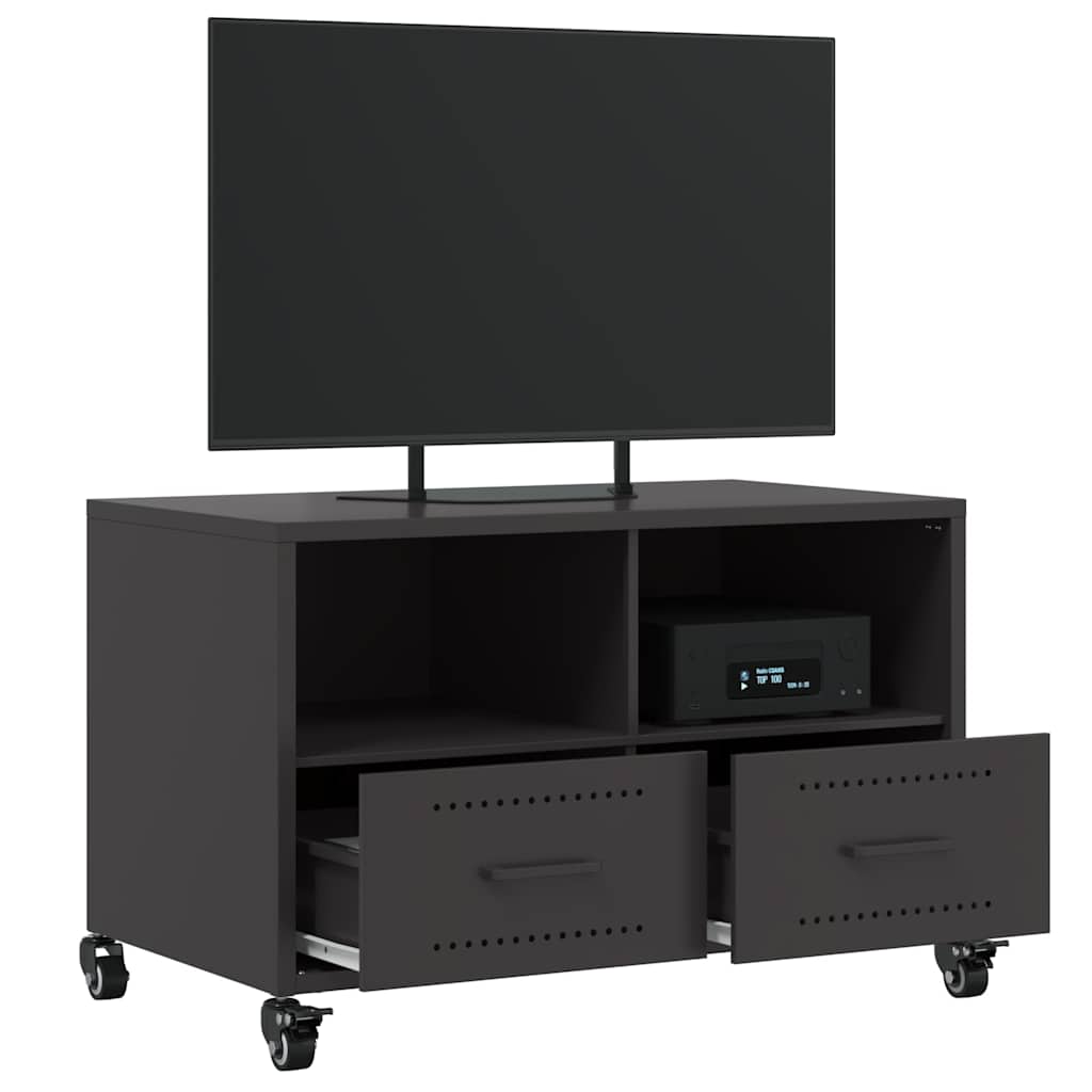 vidaXL Szafka RTV, czarna, 68x39x43,5 cm, stal