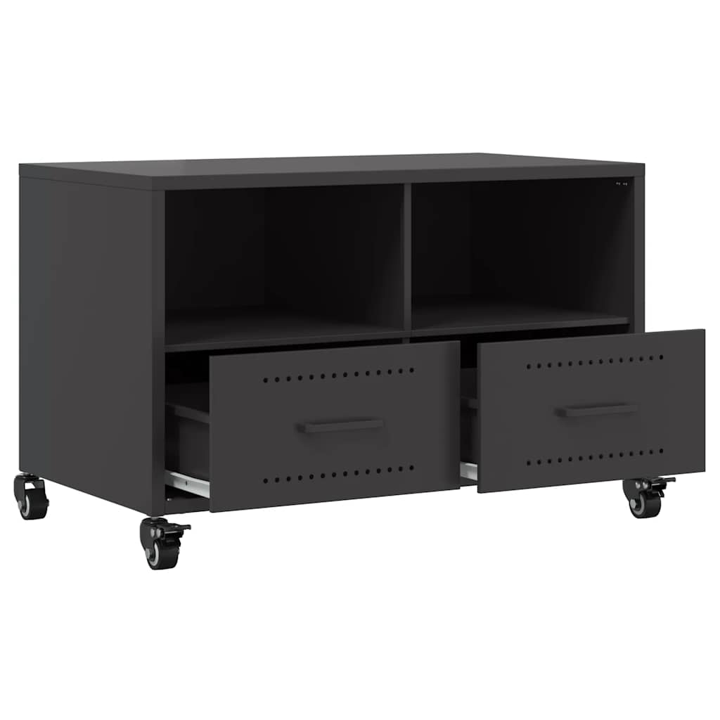 vidaXL Szafka RTV, czarna, 68x39x43,5 cm, stal