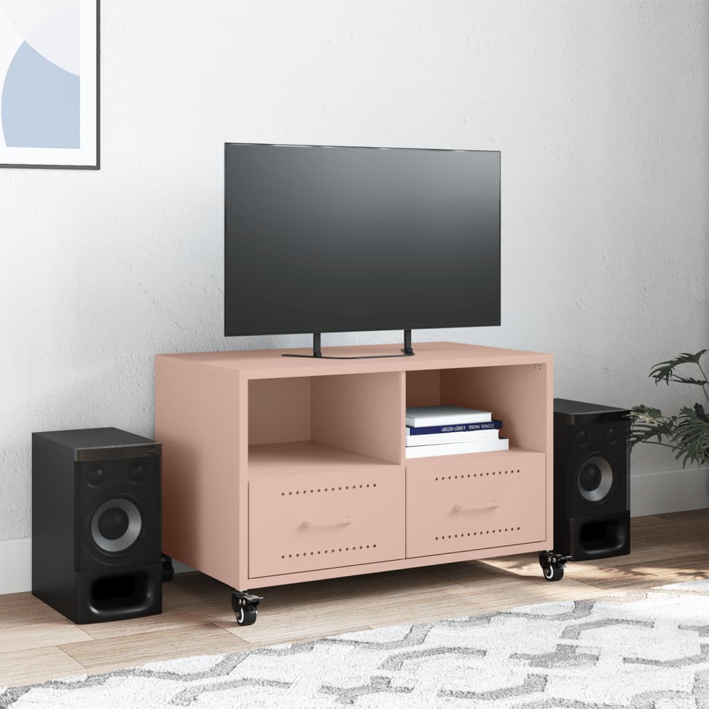vidaXL Szafka RTV, różowa, 68x39x43,5 cm, stal