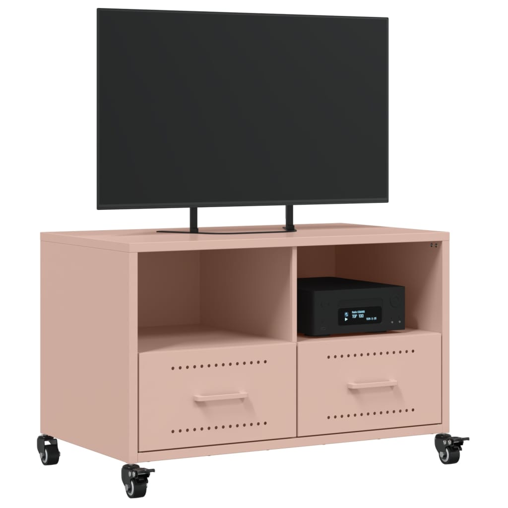 vidaXL Szafka RTV, różowa, 68x39x43,5 cm, stal