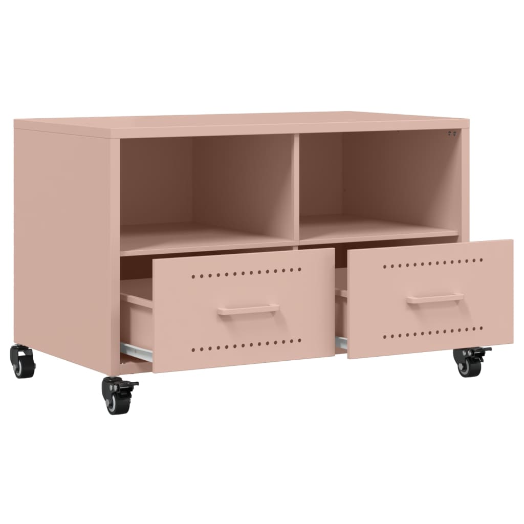 vidaXL Szafka RTV, różowa, 68x39x43,5 cm, stal