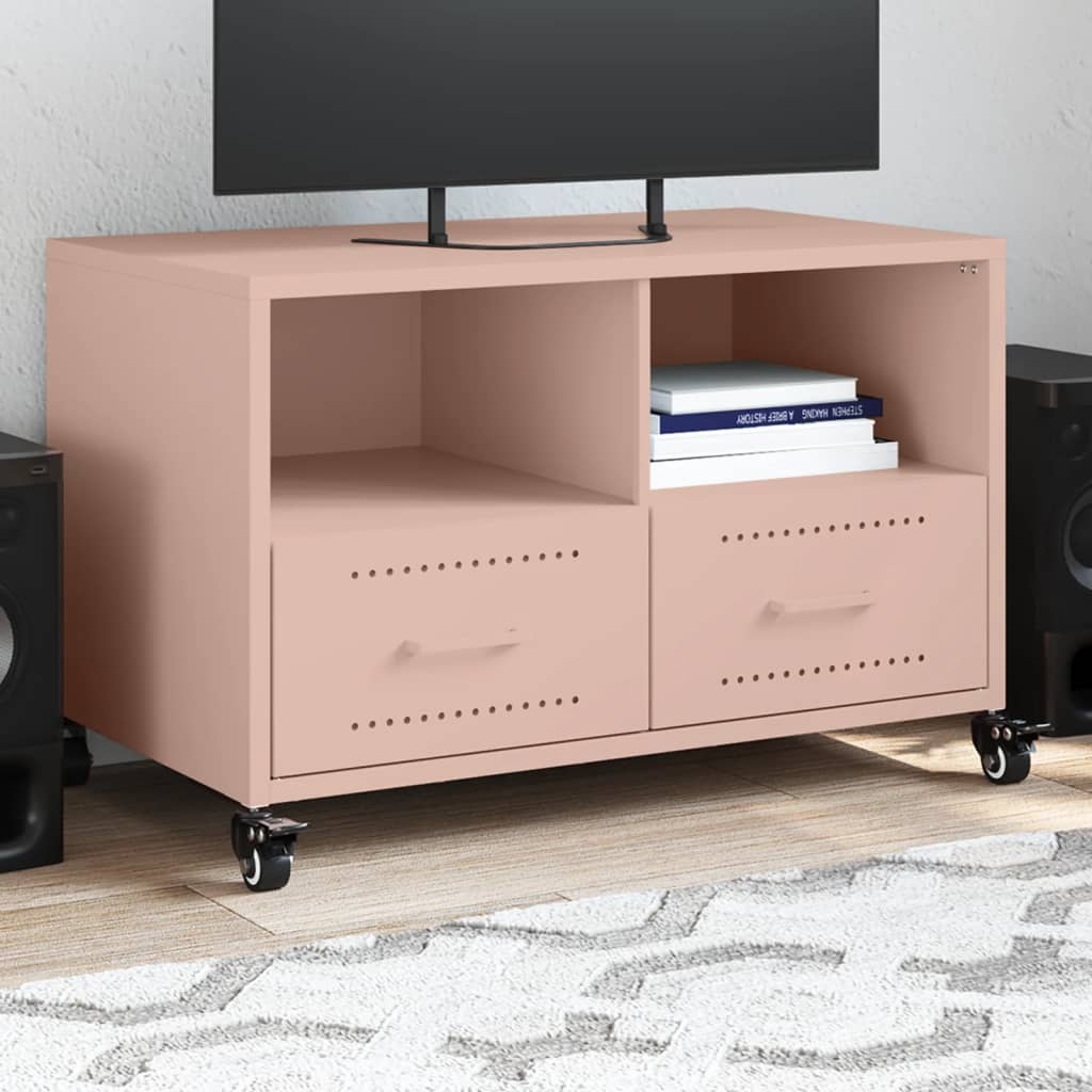 vidaXL Szafka RTV, różowa, 68x39x43,5 cm, stal