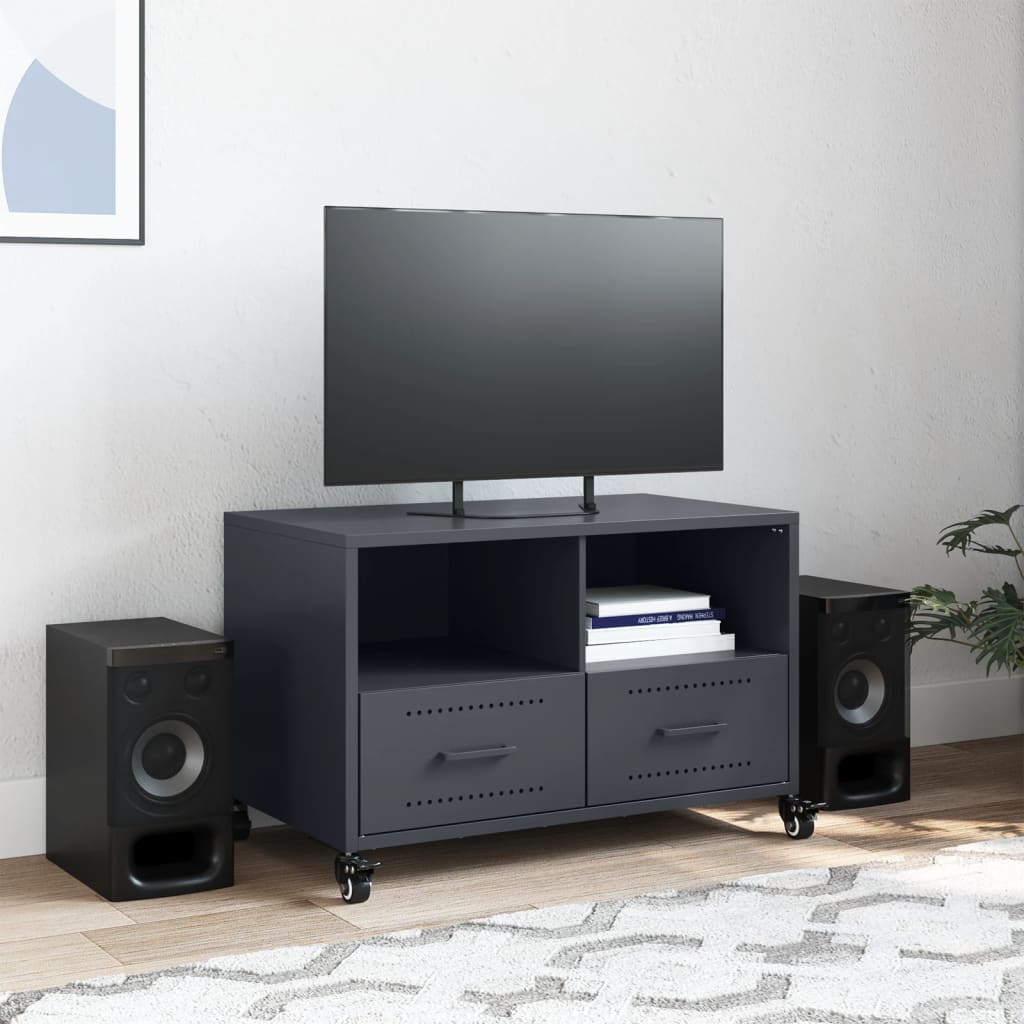 vidaXL Szafka RTV, antracytowa, 68x39x43,5 cm, stal