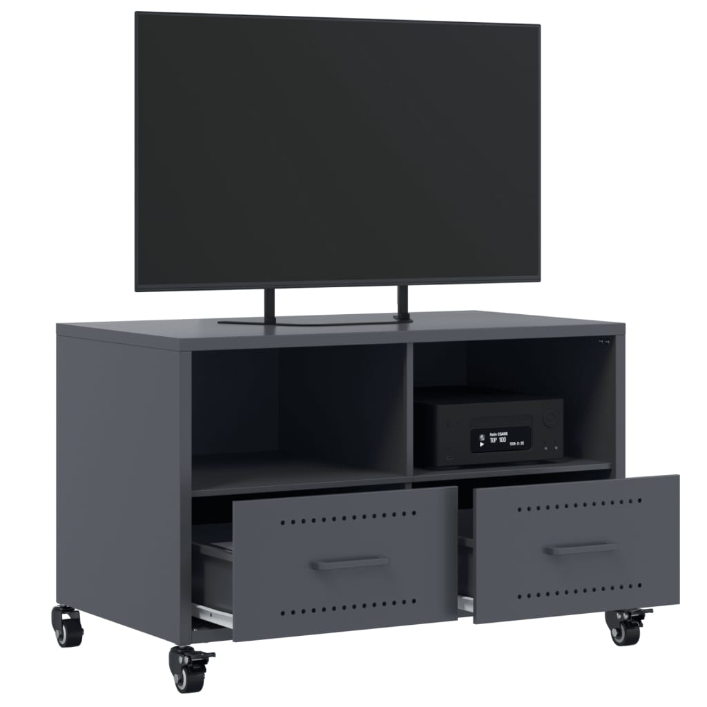 vidaXL Szafka RTV, antracytowa, 68x39x43,5 cm, stal