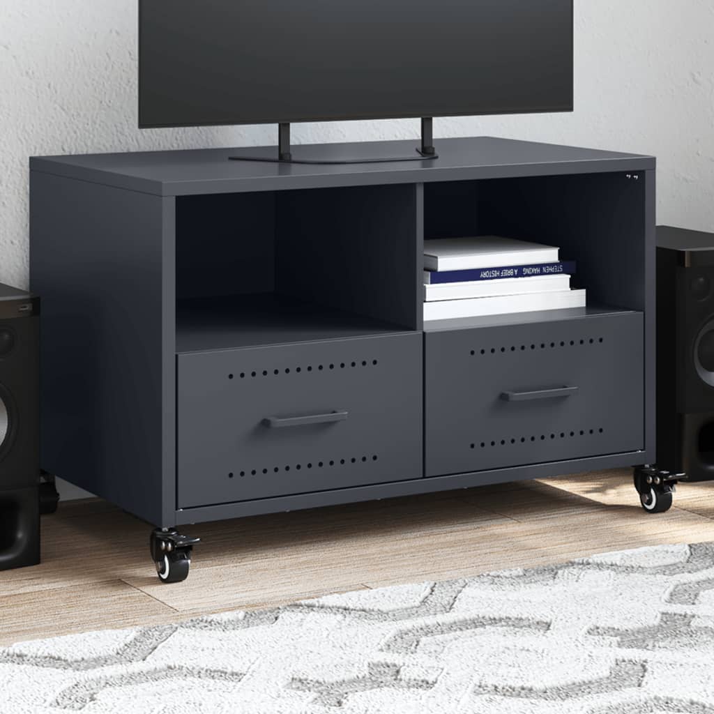 vidaXL Szafka RTV, antracytowa, 68x39x43,5 cm, stal