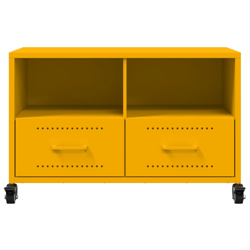 vidaXL Szafka RTV, musztardowa, 68x39x43,5 cm, stal