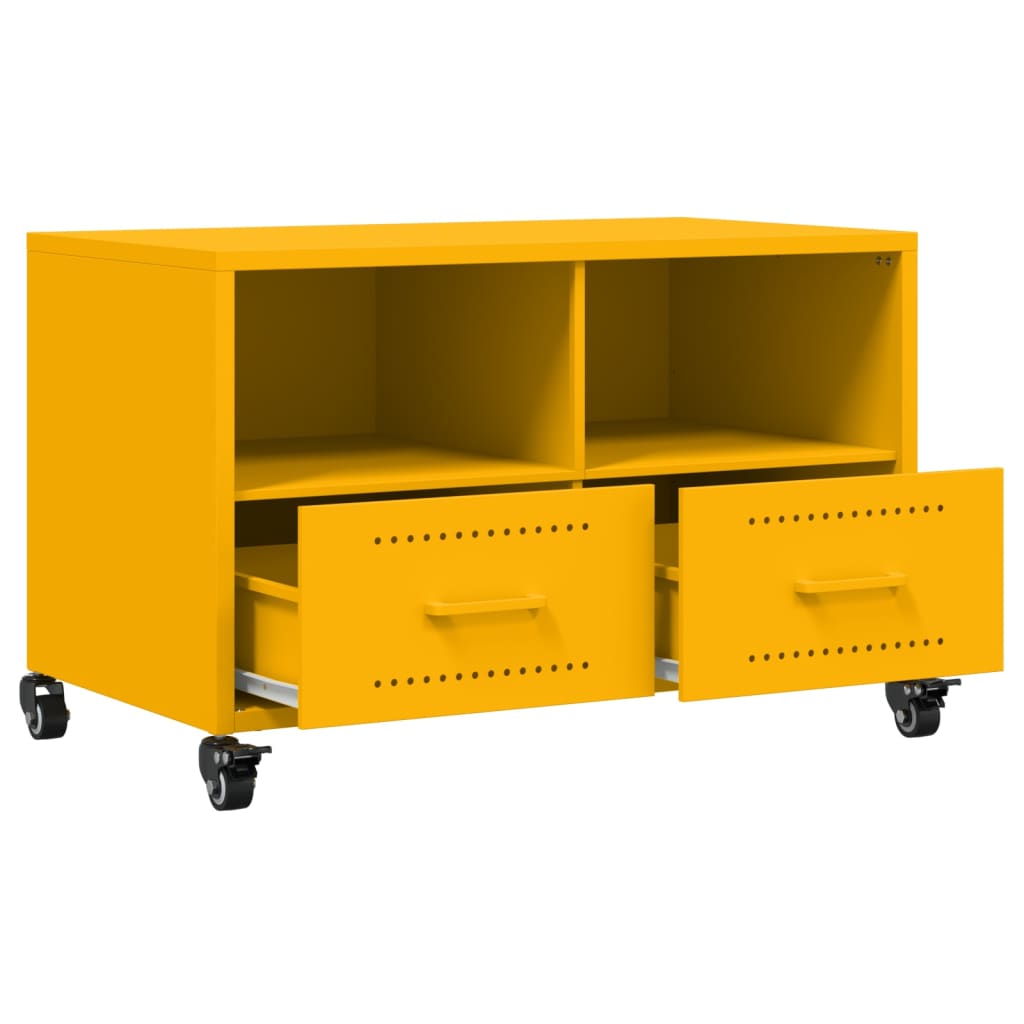 vidaXL Szafka RTV, musztardowa, 68x39x43,5 cm, stal