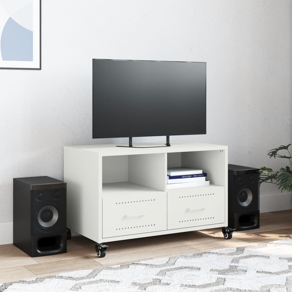 vidaXL Szafka RTV, biała, 68x39x43,5 cm, stal