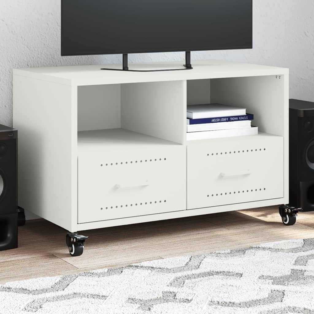 vidaXL Szafka RTV, biała, 68x39x43,5 cm, stal