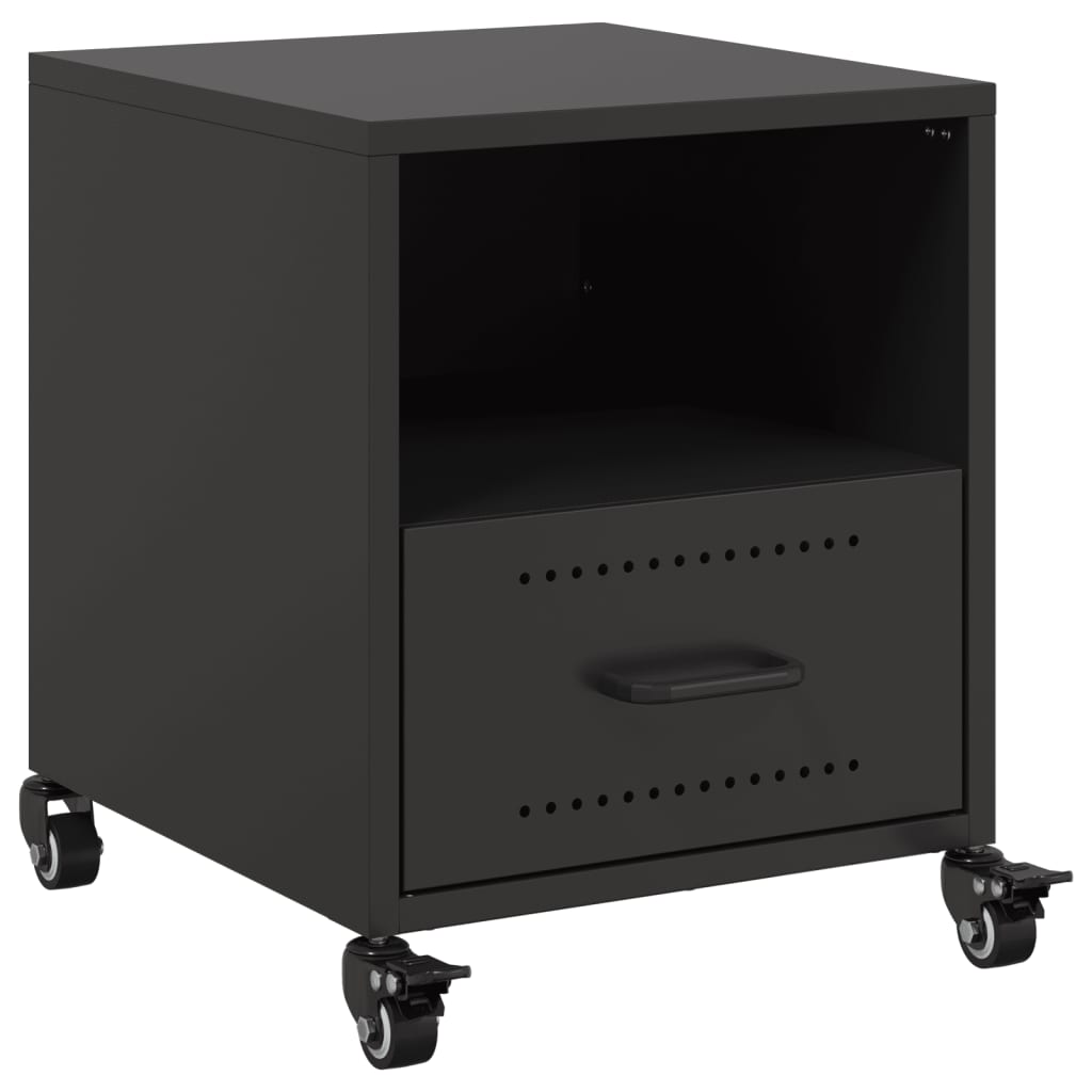 vidaXL Szafka nocna, czarna, 36x39x43,5 cm, stal