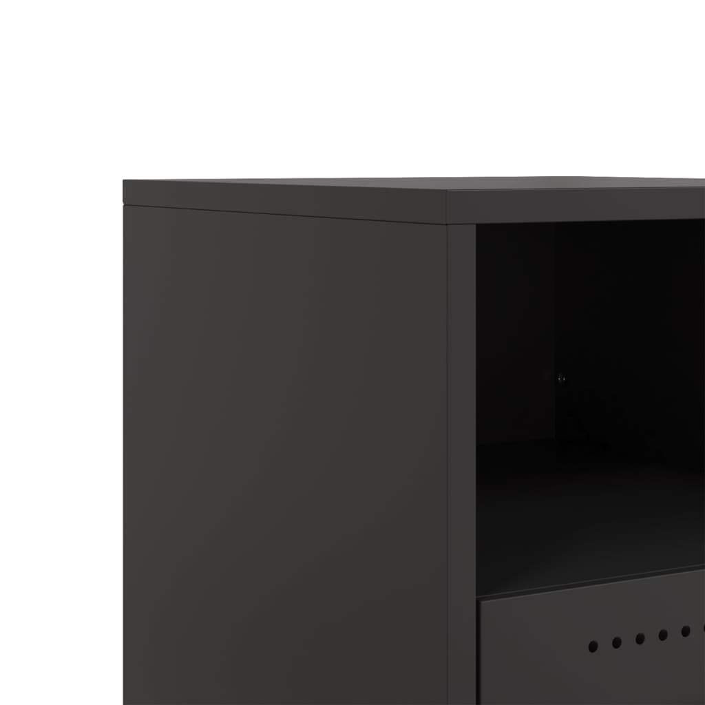 vidaXL Szafka nocna, czarna, 36x39x43,5 cm, stal