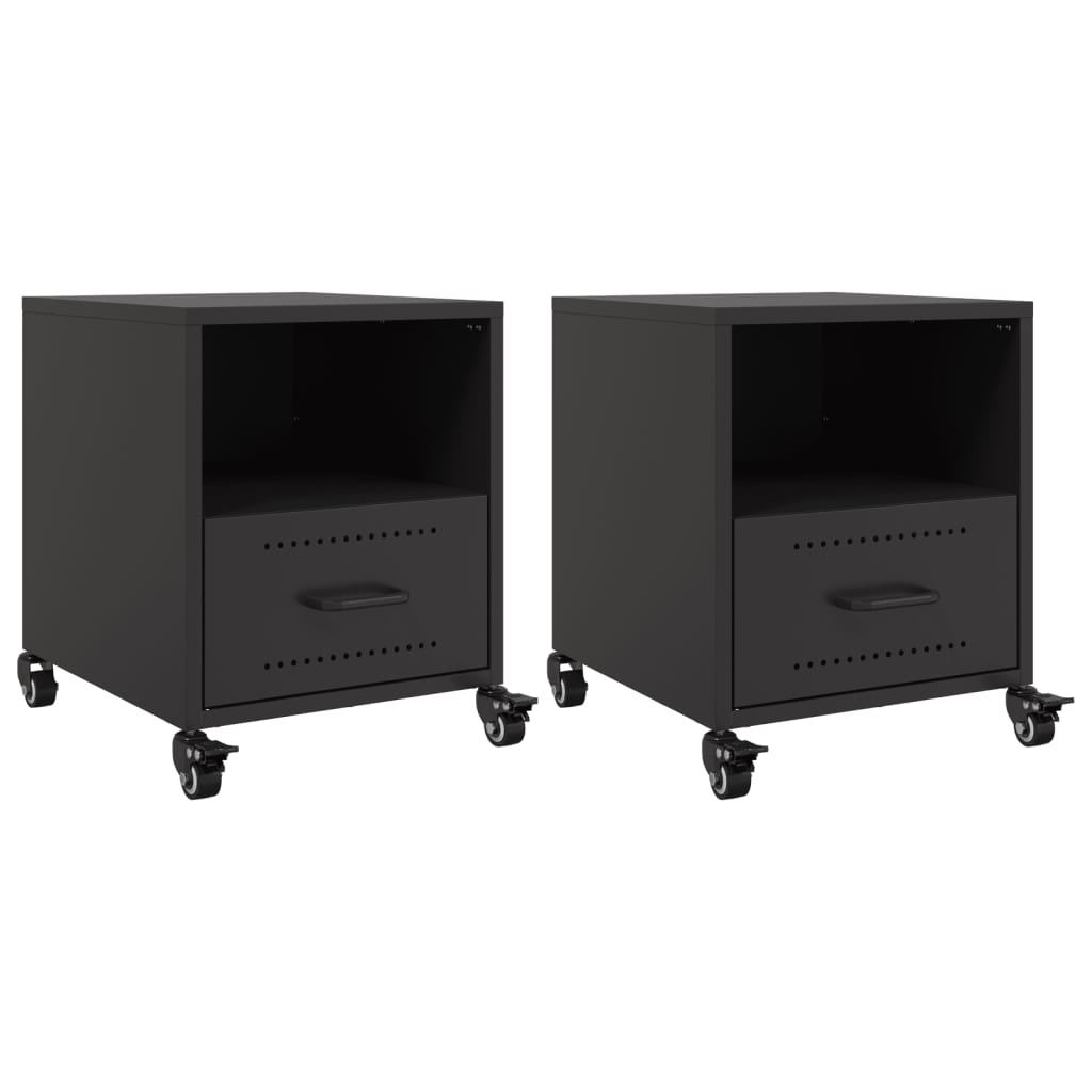 vidaXL Szafki nocne, 2 szt., czarne, 36x39x43,5 cm, stal