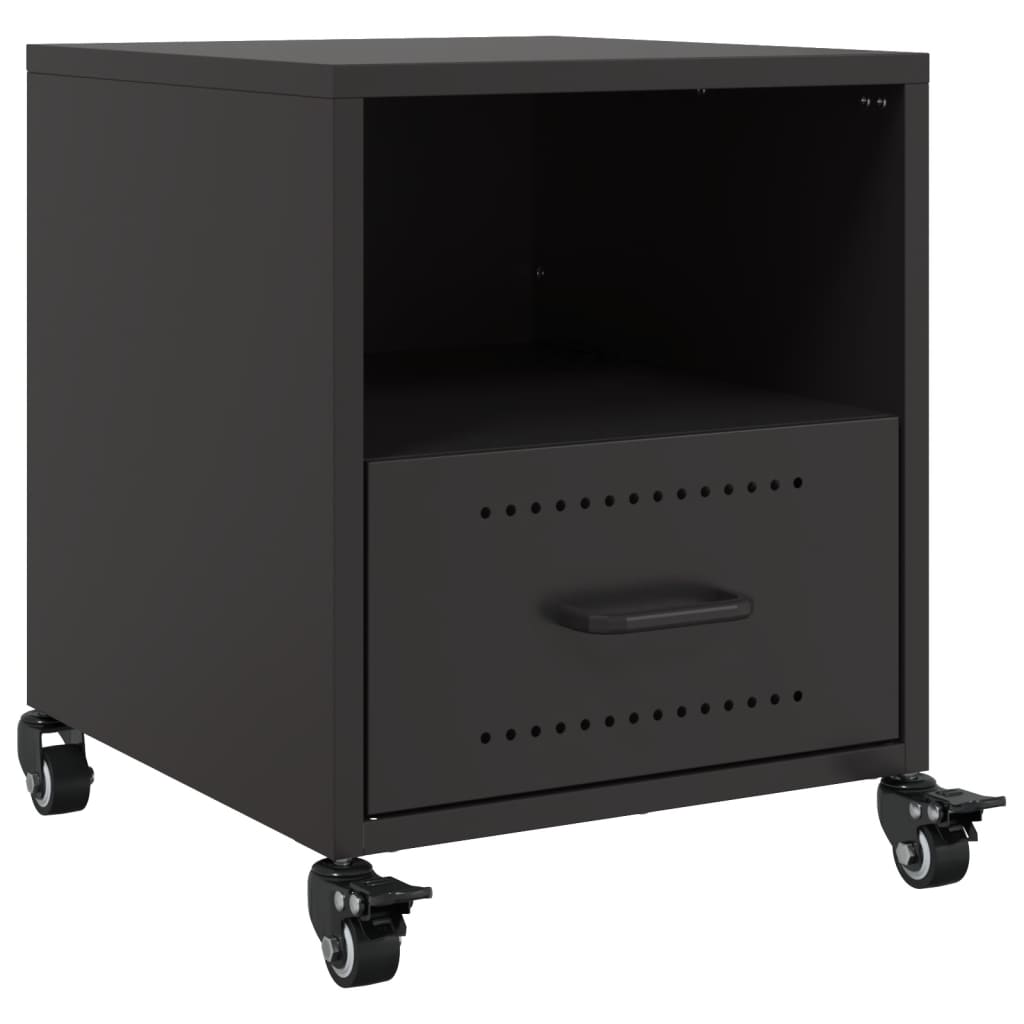 vidaXL Szafki nocne, 2 szt., czarne, 36x39x43,5 cm, stal