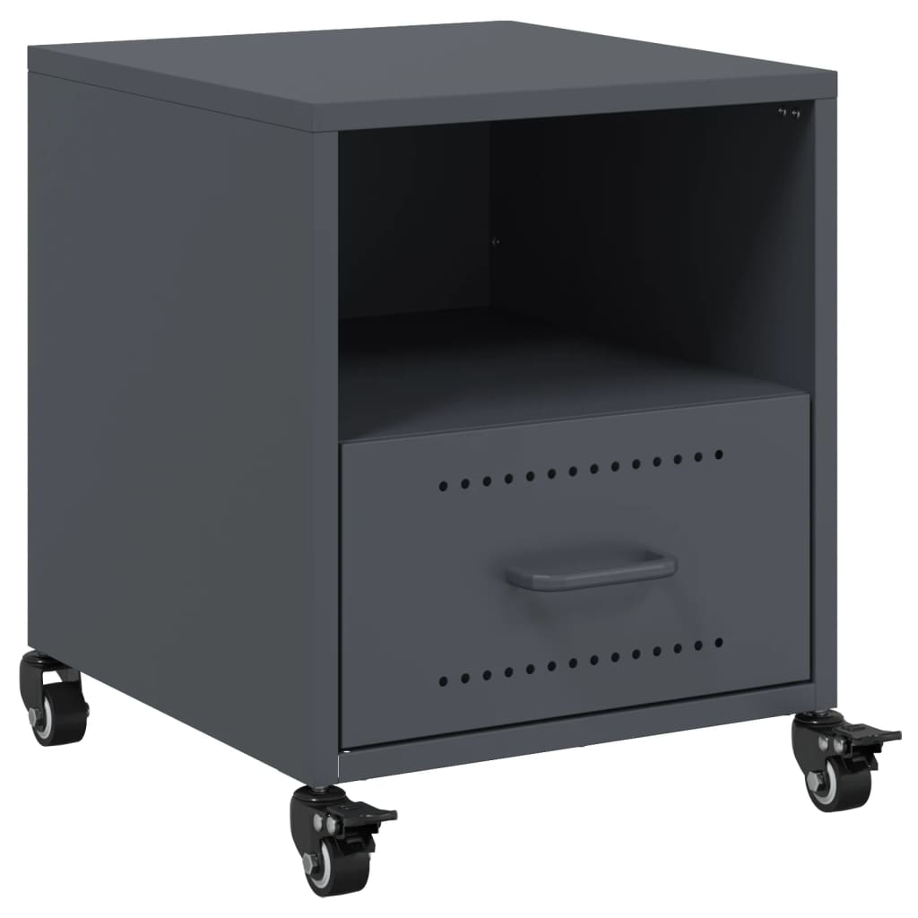 vidaXL Szafka nocna, antracytowa, 36x39x43,5 cm, stal