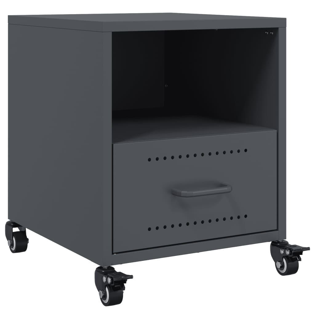 vidaXL Szafki nocne, 2 szt., antracytowe, 36x39x43,5 cm, stal