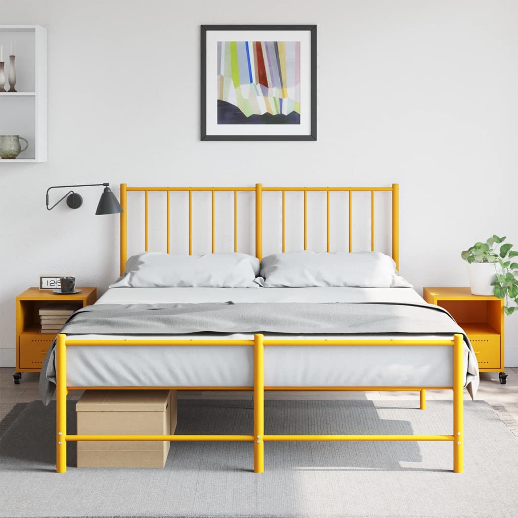 vidaXL Szafki nocne, 2 szt., musztardowe, 36x39x43,5 cm, stal