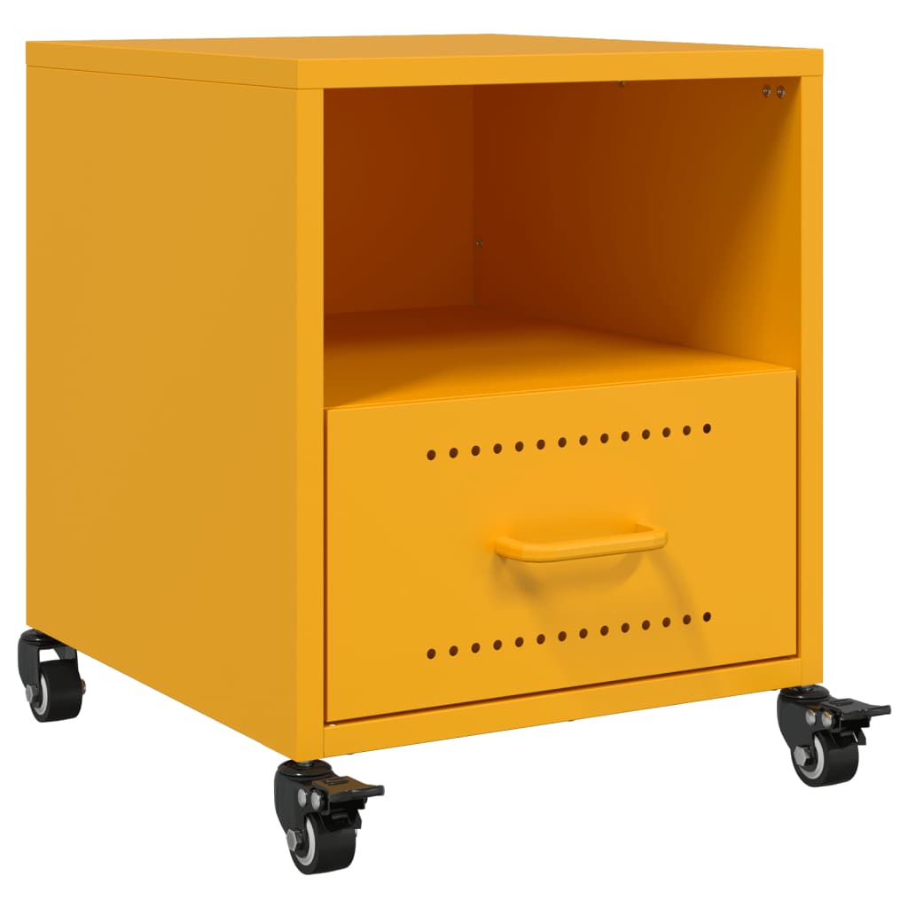 vidaXL Szafki nocne, 2 szt., musztardowe, 36x39x43,5 cm, stal