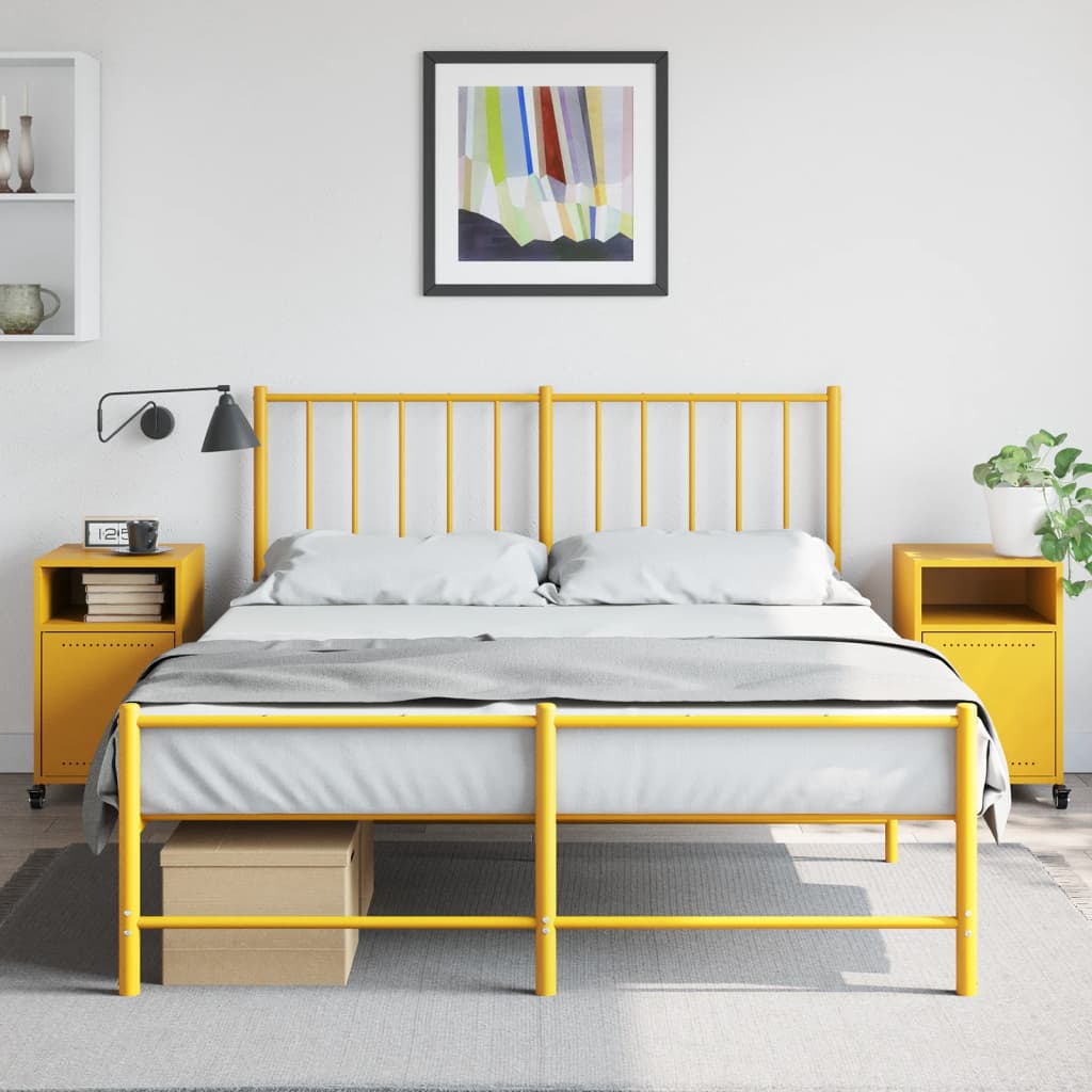 vidaXL Szafki nocne, 2 szt., musztardowe, 36x39x59 cm, stal