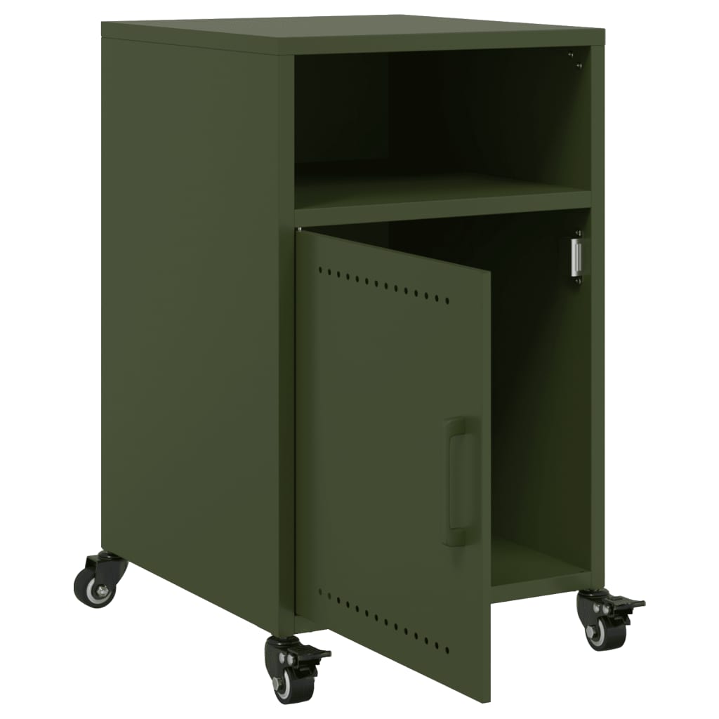 vidaXL Szafki nocne, 2 szt., oliwkowa zieleń, 36x39x59 cm, stal