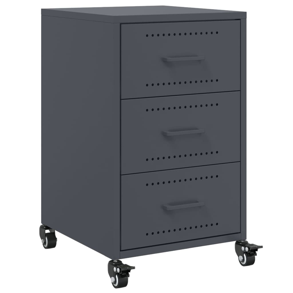vidaXL Szafka nocna, antracytowa, 36x39x59 cm, stal
