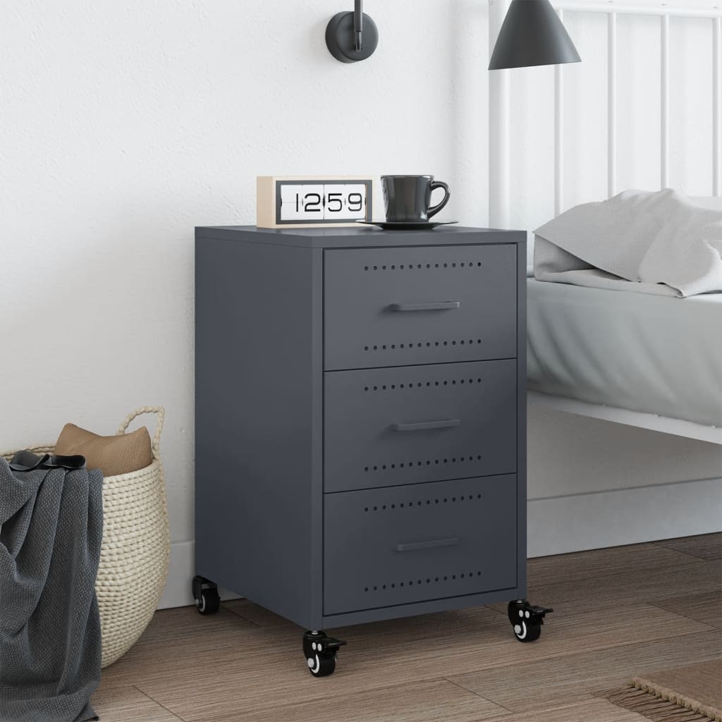 vidaXL Szafka nocna, antracytowa, 36x39x59 cm, stal