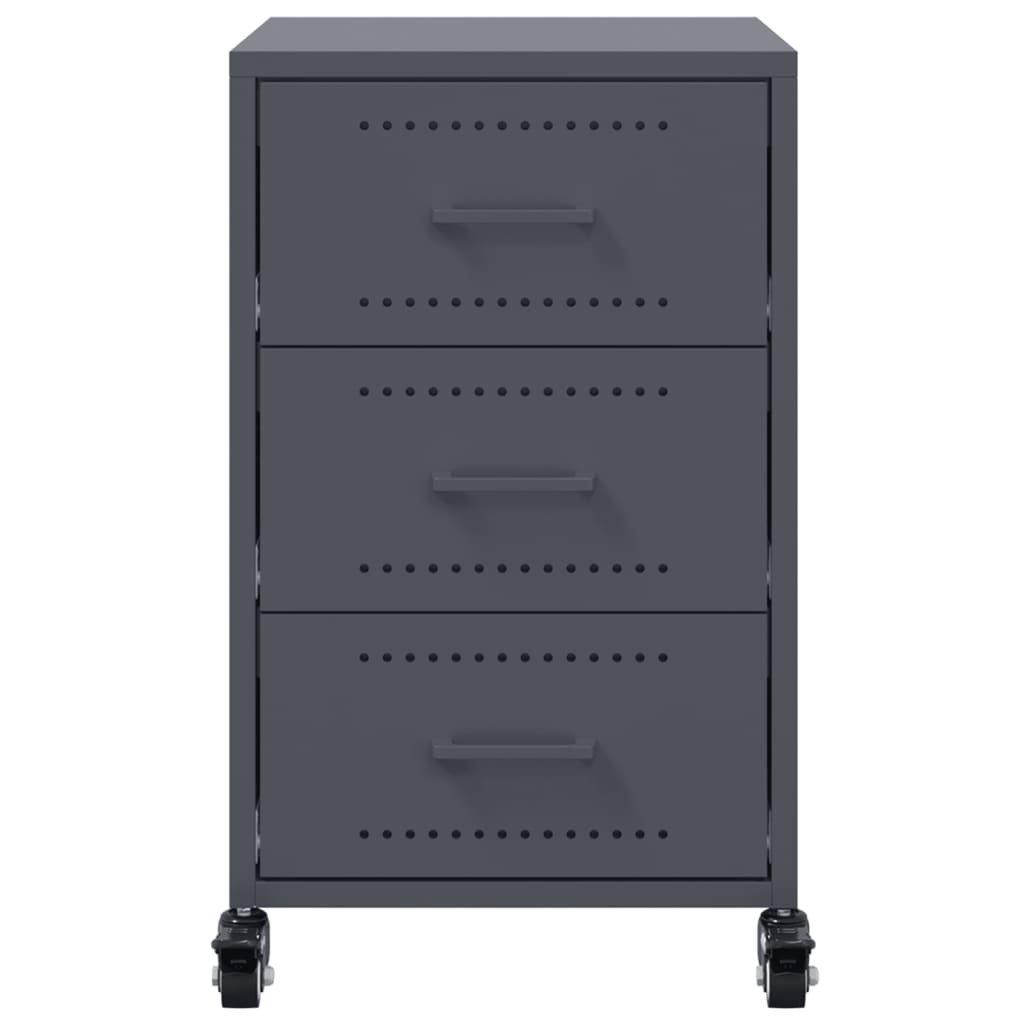 vidaXL Szafka nocna, antracytowa, 36x39x59 cm, stal