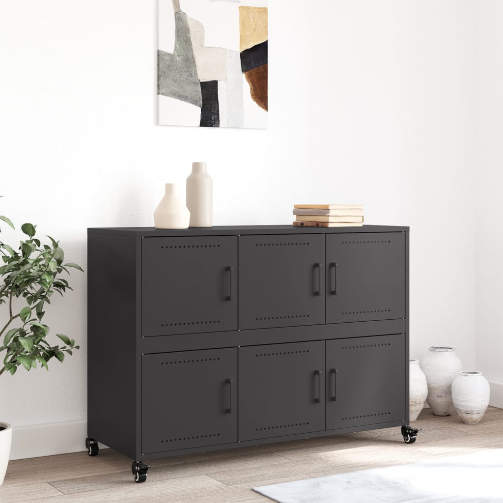 vidaXL Szafka, czarna, 100,5x39x72 cm, stal