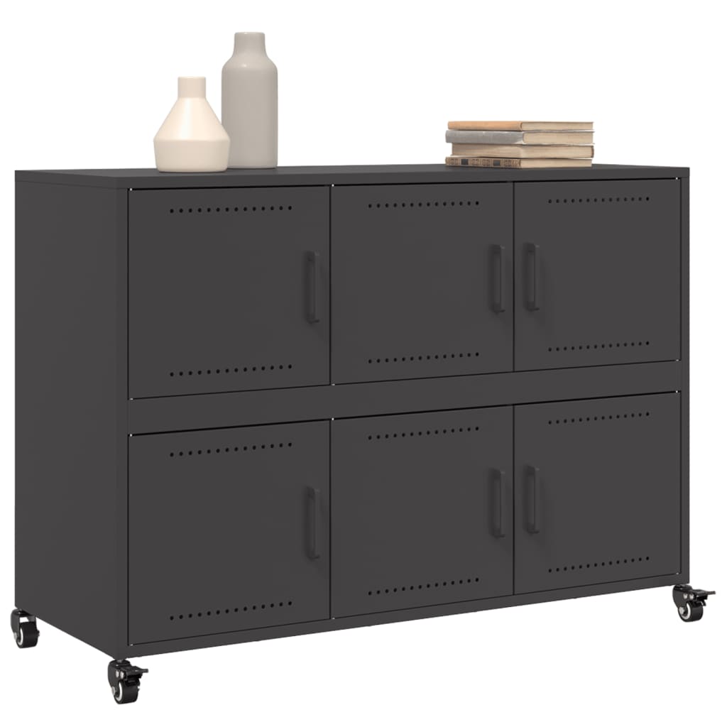 vidaXL Szafka, czarna, 100,5x39x72 cm, stal