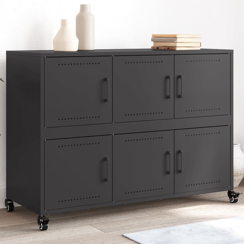 vidaXL Szafka, czarna, 100,5x39x72 cm, stal