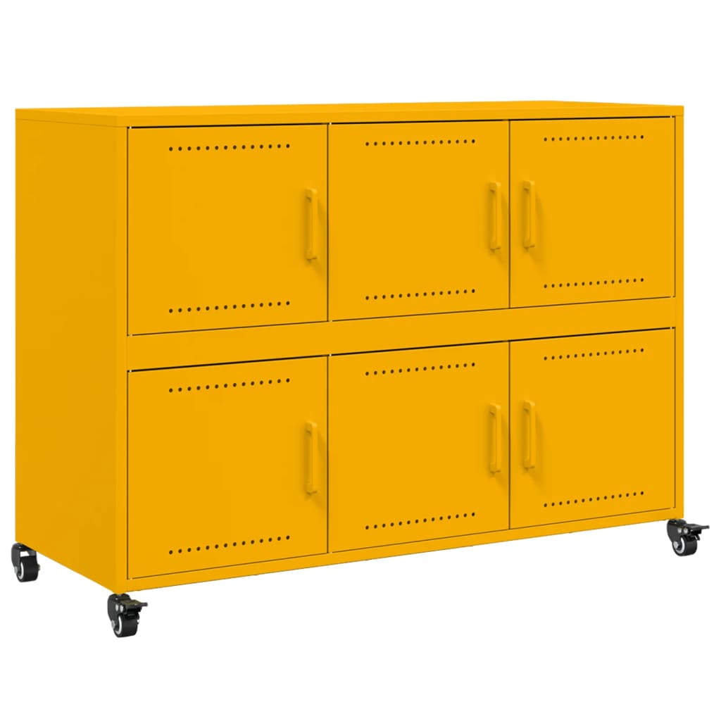 vidaXL Szafka, musztardowa, 100,5x39x72 cm, stal