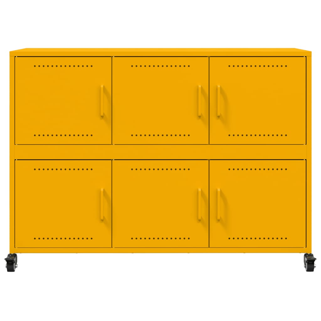 vidaXL Szafka, musztardowa, 100,5x39x72 cm, stal
