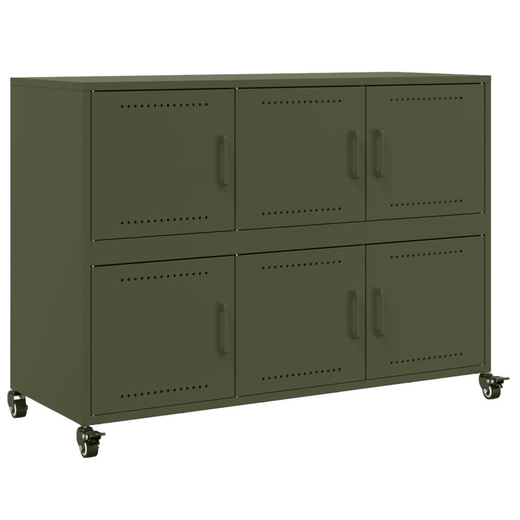 vidaXL Szafka, oliwkowa, 100,5x39x72 cm, stal