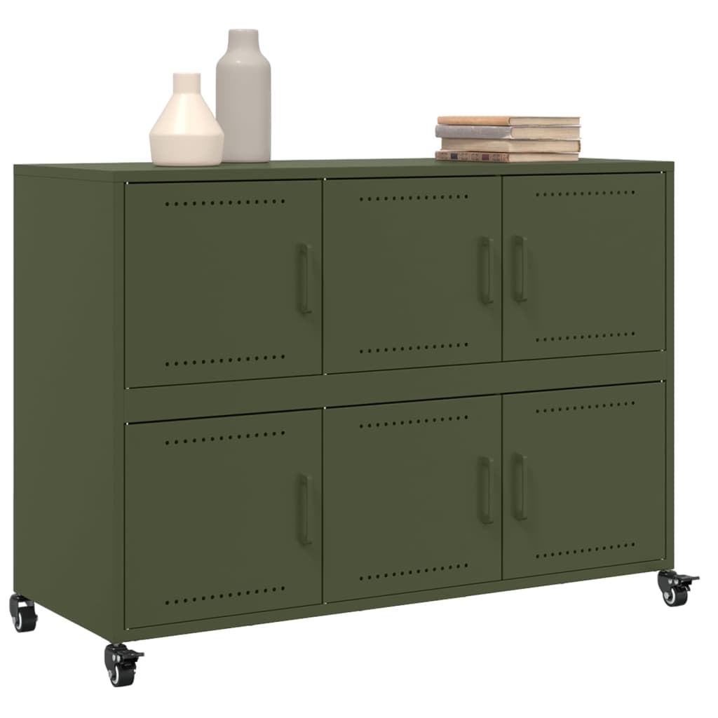 vidaXL Szafka, oliwkowa, 100,5x39x72 cm, stal