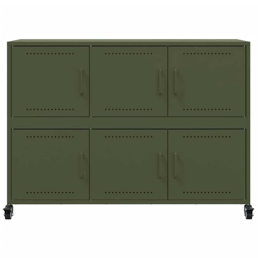 vidaXL Szafka, oliwkowa, 100,5x39x72 cm, stal