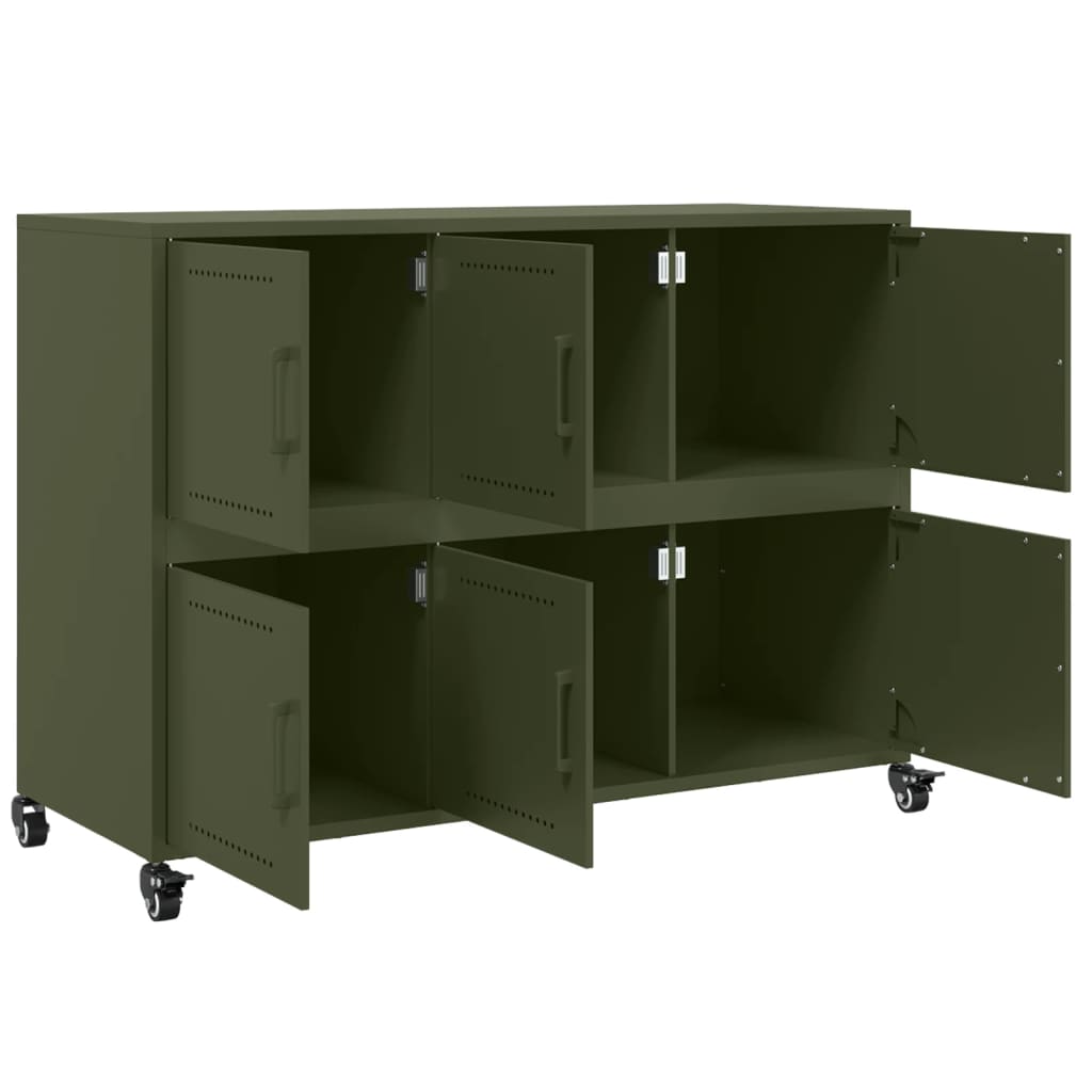 vidaXL Szafka, oliwkowa, 100,5x39x72 cm, stal