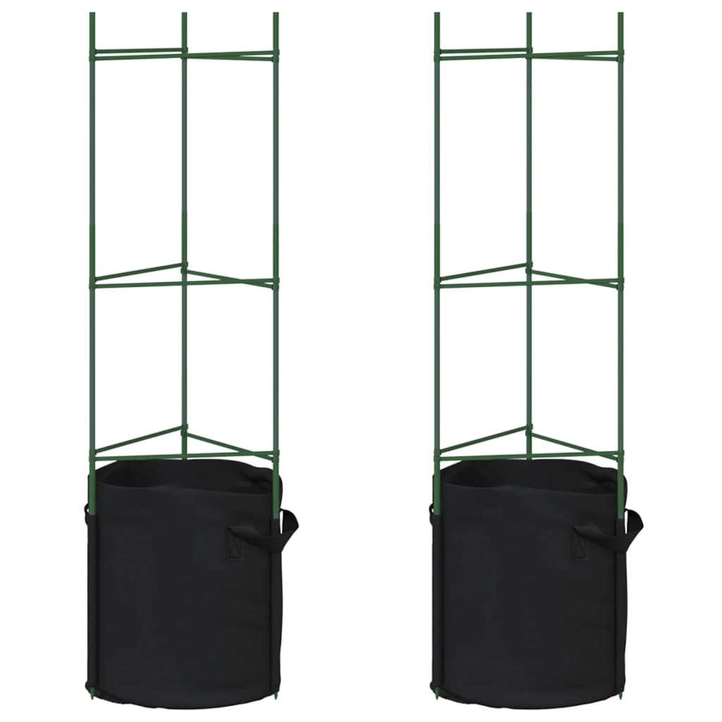 vidaXL Podpórki do pomidorów z workami, 2 szt., 116 cm, stal i PP