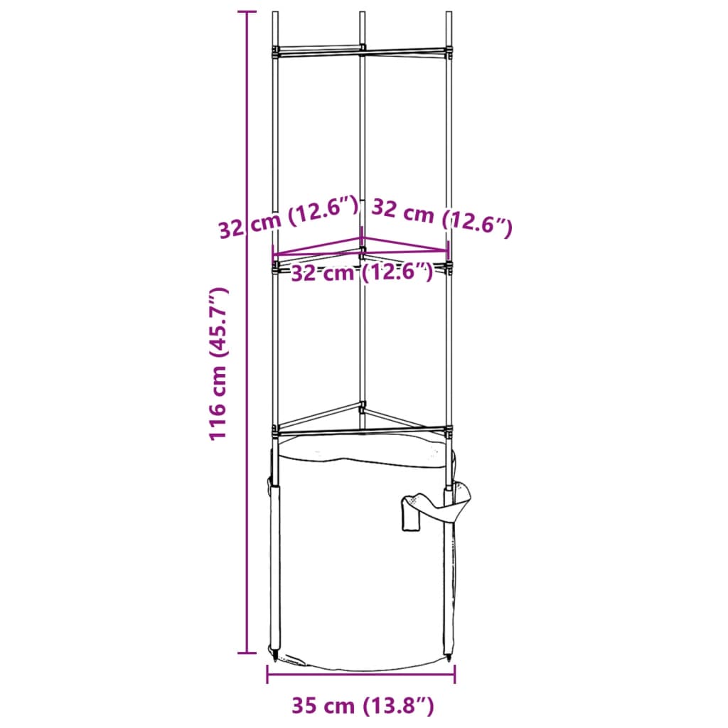 vidaXL Podpórki do pomidorów z workami, 2 szt., 116 cm, stal i PP
